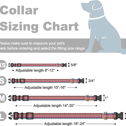 Rnivvi Dog Collar for Medium Dogs, Cute Boho Heavy Duty Adjustable Puppy Collar with Quick Release Buckle for Girl & Female, Pet Accessories for Walking Running, M Length 1" Width, Geometric