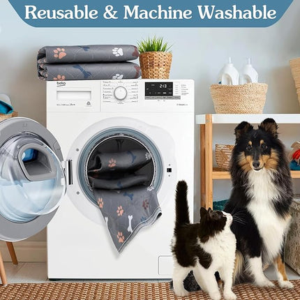 Washable Pee Pads for Dogs，2Pack 31x36 Reusable Puppy Pads with Bone Print, Absorbent Whelping Pads Non-Slip Dog Playpen Mats for Floor Protector, Couch Cover, Crate, Potty Training