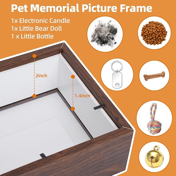 Dog Memorial Gifts for Loss of Pet, Wooden Picture Frame for 7x5 Photo, Sympathy Gifts for Loss of Dog, Glass Dog Memorial Frame Pet Loss Gifts for Sympathy, Pet Bereavement Remembrance Picture Box