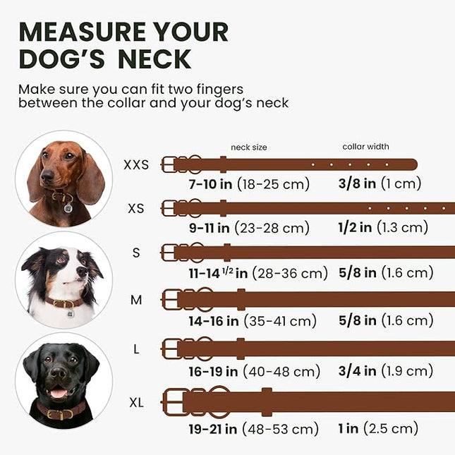BronzeDog Rolled Leather Dog Collar with QR ID Tag, Adjustable Soft Round Collars for Small Medium Large Dogs Puppy (9" - 11" Neck Size, Cognac Brown)