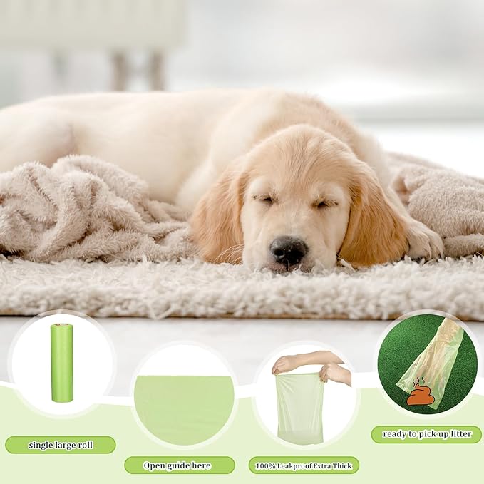 Harloon 6000 Counts Dog Poop Waste Bags 30 Rolls 12 x 8 Inches Extra Thick Strong Leak PET Proof Bags Disposable Bulk Universal Doggy Roll Waste Box for Puppy Outdoor Walking Travel(Green)