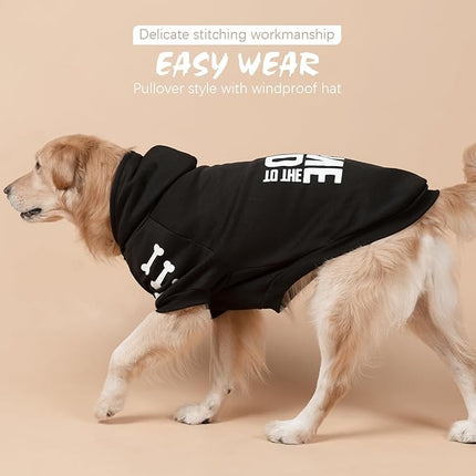 BINGPET Warm Dog Sweater with Hood and Leash Hole, Soft Fleece Coat for Cold Weather, Bad to The Bone Design, Sizes XS-XXL