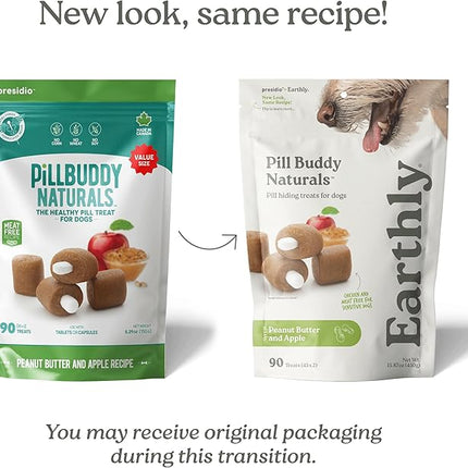 Earthly Pill Buddy Naturals - PB & Apple Recipe Pill Hiding Treats for Dogs - Make A Perfect Pill Concealing Pocket Or Pouch for Any Size Medication - 30 Servings