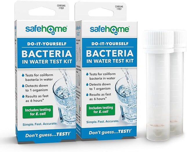 Safe Home® DIY Bacteria in Water Test Kit – Results as Fast as 6 Hours – Detects 50 Different Species of Coliform Bacteria – EPA Lab Certified – Made in the USA – (2 Pack)