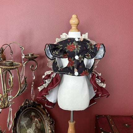 Fashion Sweet Puppy Dog Lace Princess Dress for EXTRAL Small and Small Dog A-WineRed S