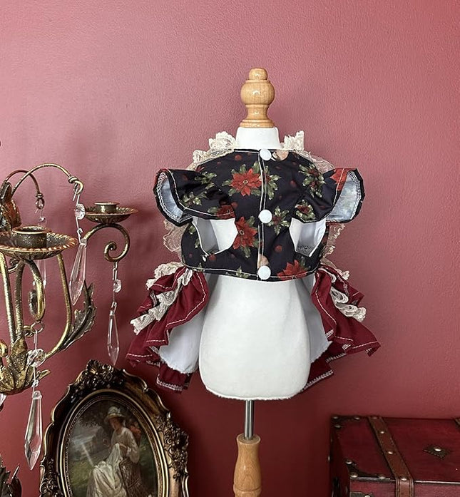 Fashion Sweet Puppy Dog Lace Princess Dress for EXTRAL Small and Small Dog A-WineRed Medium