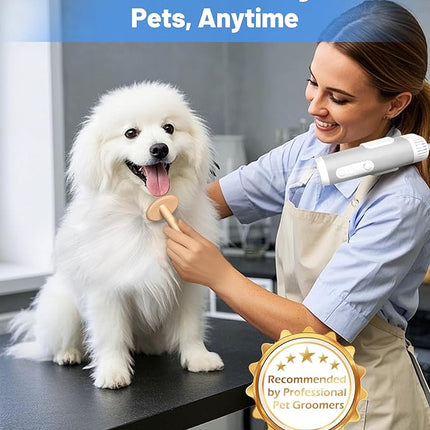 Hands-Free Dog Hair Dryer – Low Noise Pet Grooming Blower for Small & Medium Dogs Cats, Fast Drying, Adjustable Heat & Speed, Portable (Gray)