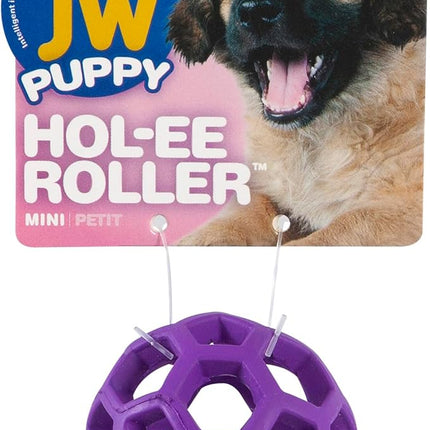 JW Pet Hol-ee Roller Dog Toy Puzzle Ball, Natural Rubber, Mini (1.75 Inch Diameter), Colors May Vary