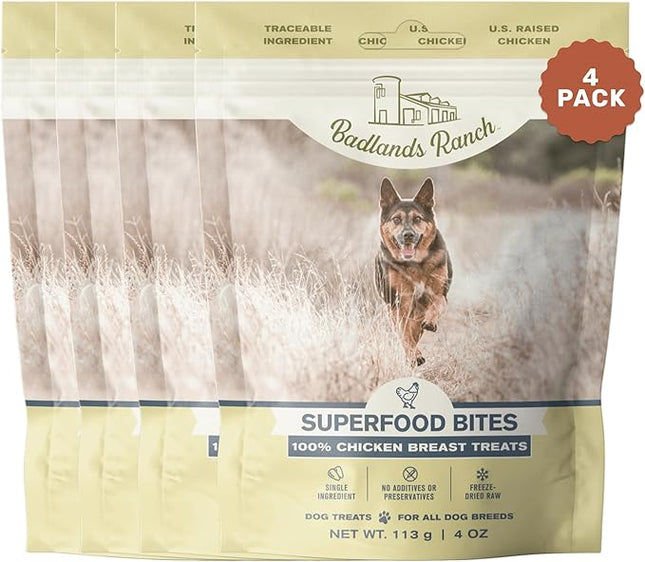 Superfood Bite, Freeze-Dried Raw Dog Treats - Protein Rich, Train & Reward, Traceable Single Ingredient by Katherine Heigl (4 Ounce (Pack of 4) Chicken Breast)