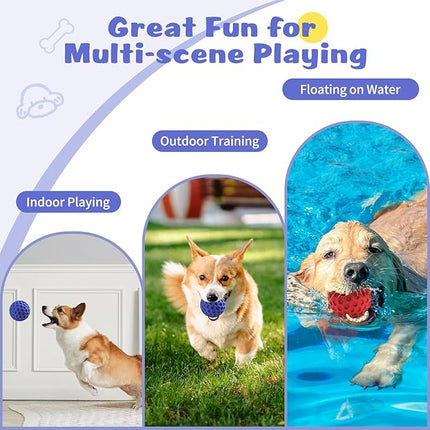 HIPPIH Indestructible Squeaky Dog Toys, Interactive Dog Balls 2 Pack, Chew Toys for Aggressive Chewers, Natural Rubber Puppy Toy for Large/Medium Dogs, Tough Puppy Teething Toy, Relieve Anxiety