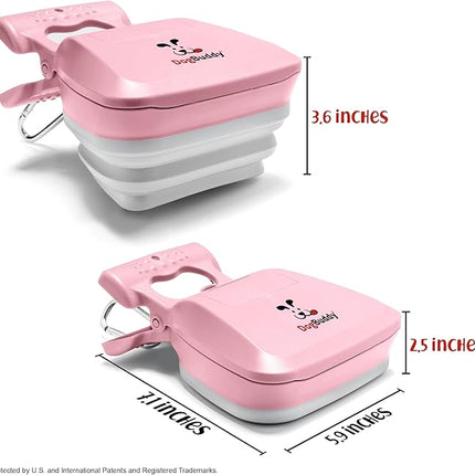 DogBuddy Pooper Scooper, Portable Dog Pooper Scooper, Poop Scooper for Small and Large Dogs, Pooper Scooper with Bag Attachment, Leash Clip and Dog Waste Bags Included (Large, Pink)