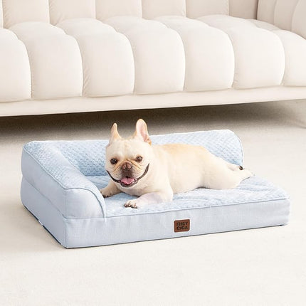 EHEYCIGA Memory Foam Dog Bed Medium Sized Dogs, Waterproof Dog Bed Orthopedic with Washable Removable Cover, Non-Slip Pet Bed Couch for Crate, 30x20x6 Inches, Washblue