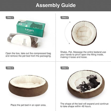 Love's cabin Round Donut Cat and Dog Cushion Bed, 25in Pet Bed for Small or Medium Dogs, Anti-Slip & Water-Resistant Bottom, Soft Durable Fabric Pet Beds, Washable Calming Cat Bed Brown Stripe