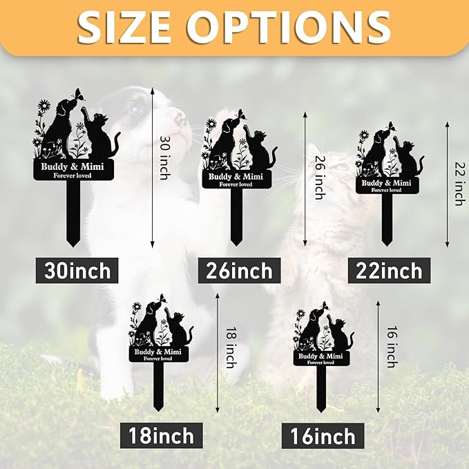 Personalized Pet Graves Marker for Dog & Cat, Custom Pet Headstone, Waterproof Memorial Plaques for Outdoor, Metal Cemetery Markers Yard Decor, Memorial Garden Stakes, Pet Memorial Gifts Color05