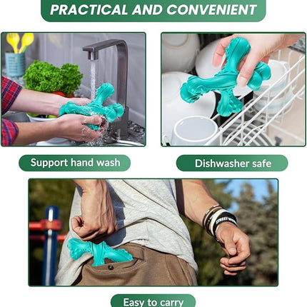 Dog Chew Toys for Aggressive Chewers Large Breed,Indestructible Bones Toy，Durable Cleaning Toothbrush Natural Rubber Dog Toys… (Blue)