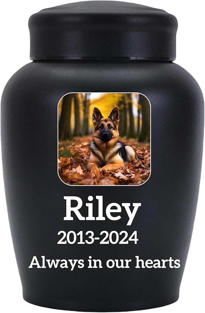 Personalized Dog Urn, Stainless Steel Cremation urns for Pets Ashes, Custom Photo Pet Memorials Pet Urn, CremationUrn for Pet Ashes(Octagon)