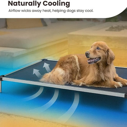K9 Ballistics Chew Proof Elevated Outdoor Cooling Cot Bed for Medium Dogs - Virtually Indestructible, Preassembled, Withstands Aggressive Chewers - M, Blue Quartz Ripstop