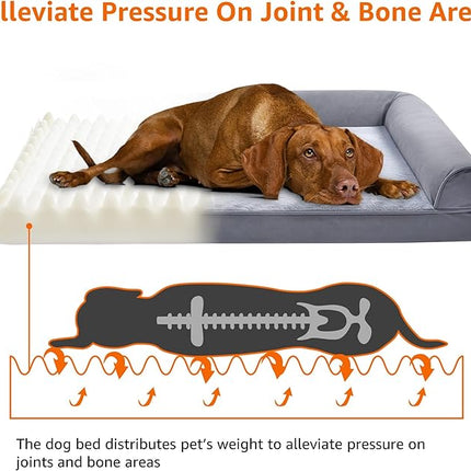 Amazon Basics Living Room Couch Dog Bed with Premium Foam, Pressure-Relief Support for Dogs up to 30lbs, Machine Washable Cover, Medium Sized (30" x 20"), Grey