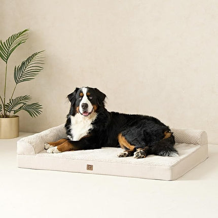 EHEYCIGA Memory Foam Dog Bed XLarge Sized Dogs, Extra Large Dog Bed Orthopedic with Washable Removable Cover, Waterproof XL Pet Bed Couch for Crate, 41x27x6 Inches, Beige