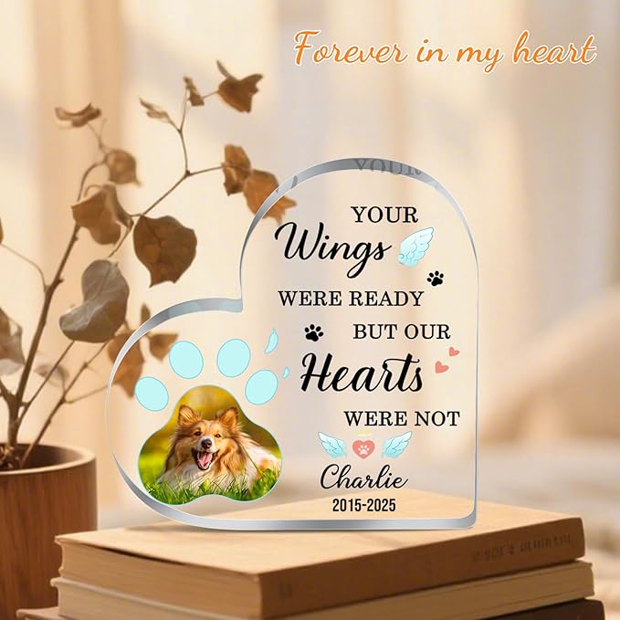 Dog Memorial Gifts for Loss of Dog Cat Custom Pet Memorial Plaque with Photo Name Dog Passing Away Gifts Pet Loss Sympathy Gift Dogs Bereavement Gifts Personalized Gift for Someone Who Lost a Dog