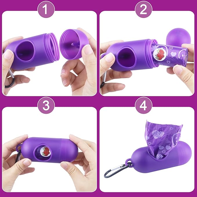 Dog Poop Bags 300 Count, Leak Proof & Scented Waste Bags for Dog Walking, Park/Backyard Cleanup - Eco Friendly Poop Bags for Small/Medium/Large Dogs (Purple)