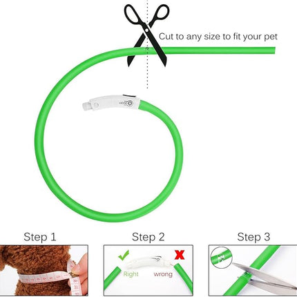 Light Up Dog Collar, Rechargeable Glowing Dog Collar, Light Dog Collar for Night Walking with 1640 FT of Visibility - Brightest LED Dog Collar Light, 3 Flashing Modes, Keeps Your Pets Safe in The Dark