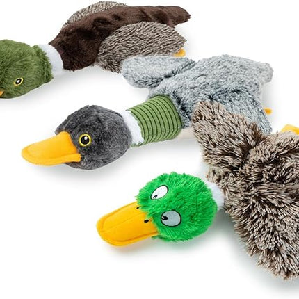 Best Pet Supplies Interactive Squeaky Dog Chew Toy, Ideal Dog Toys for Chewers, Small, Medium & Large Dogs, and Fetch Lovers - Mallard Duck (Gray, Gray, Brown), Small