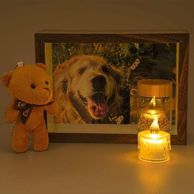 Dog Memorial Gifts for Loss of Pet, Wooden Picture Frame for 7x5 Photo, Sympathy Gifts for Loss of Dog, Glass Dog Memorial Frame Pet Loss Gifts for Sympathy, Pet Bereavement Remembrance Picture Box