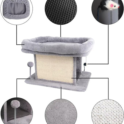 Large Cat Bed with Scratching Post and Combing Board, Sturdy and Durable, Ideal for Small Breeds