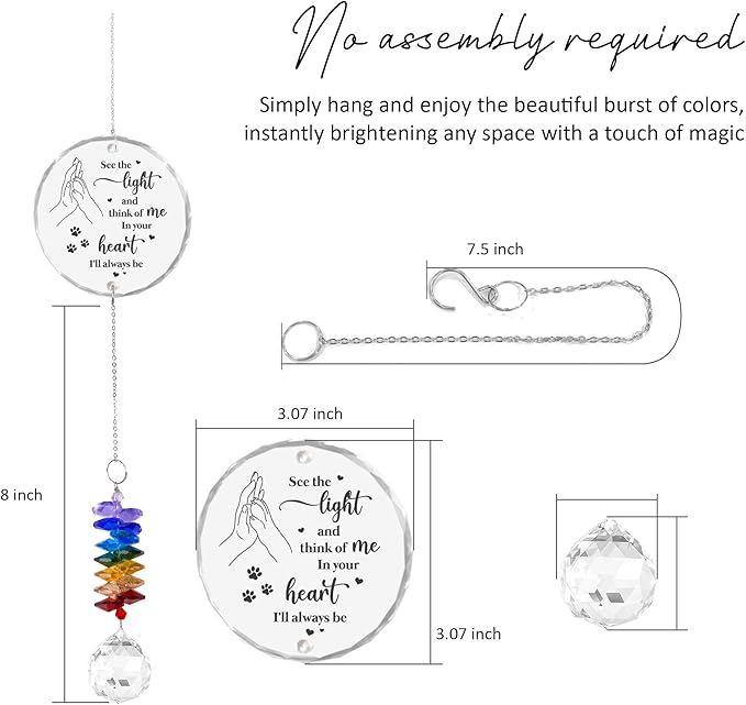 Pet Memorial Suncatcher - Dog Cat Loss Sympathy Gift - Rainbow Crystal Prism - Bereavement Keepsake - Pet Lover Gift - Daily Remembrance - Suncatcher Ornament