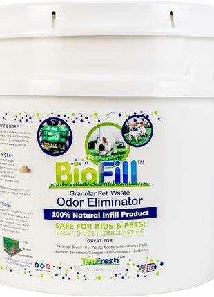 BioTurf Granular Turf Infill – Naturally Derived Turf Deodorizer for Pet Urine and Poop, Yard Odor Eliminator for Artificial Grass – Safe for Pets, Kids & Outdoor Use – 3.5 Gallon Pail