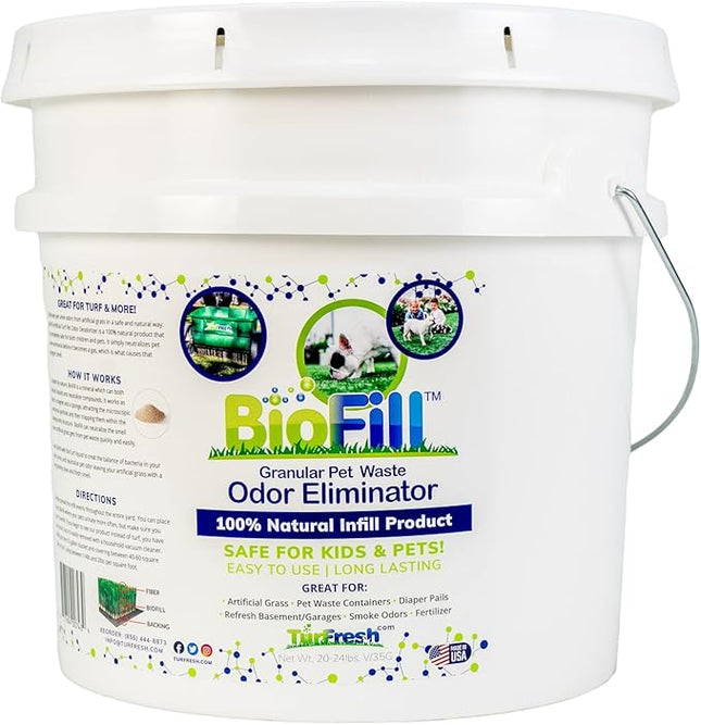 BioTurf Granular Turf Infill – Naturally Derived Turf Deodorizer for Pet Urine and Poop, Yard Odor Eliminator for Artificial Grass – Safe for Pets, Kids & Outdoor Use – 3.5 Gallon Pail