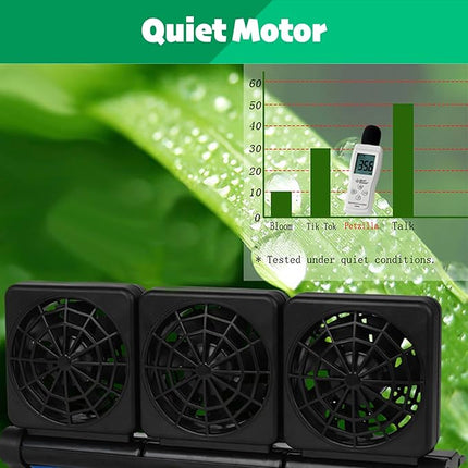 Aquarium Chiller, Fish Tank Cooling Fan System for Salt Fresh Water, 2 Variable Speed, Wide Angle Adjustable (3-Fan)