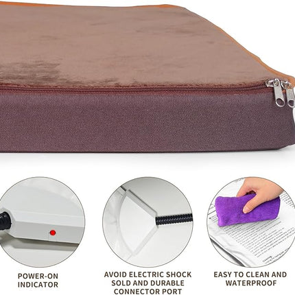 NAMOTEK Outdoor Heated Pet Bed for Cats Dog in Winter with Orthopedic Foam Base Auto Constant Temperature Electric Heating Pad & Waterproof Liner for Dog House Cabin Cot Doorway(19.7"Lx15.7"Wx1.7"Th)