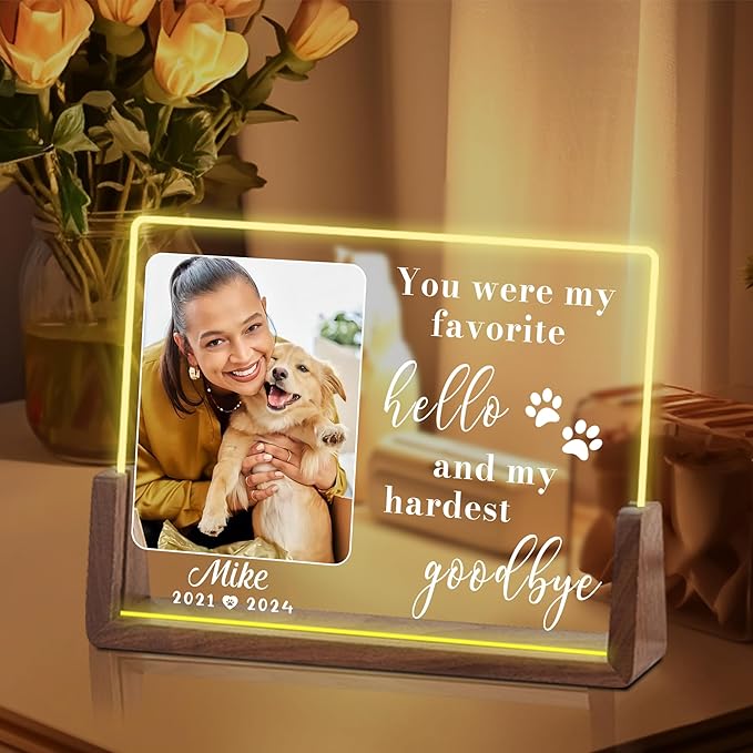 Custom Dog Memorial Night Light, Pet Sympathy Gifts for Dogs, Dog Memorial Gifts for Loss of Dog, Pet Memorial Gifts for Dogs, Dog Memorial Gift Acrylic Night Light, Pet Memorial Gifts for Cats