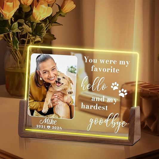 Custom Dog Memorial Night Light, Pet Sympathy Gifts for Dogs, Dog Memorial Gifts for Loss of Dog, Pet Memorial Gifts for Dogs, Dog Memorial Gift Acrylic Night Light, Pet Memorial Gifts for Cats
