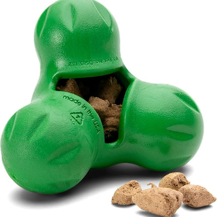 WEST PAW Tux Large Durable Dog Chew Toy and Treat Dispenser for Strong Chewers- Tough Interactive Design for Enrichment Training Play and Long Lasting Fun Made in USA Dishwasher Safe - Clover Green