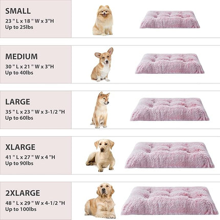 BFPETHOME Dog Beds for Large Dogs, Plush Dog Crate Bed Fluffy Cozy Kennel Pad for Sleeping &Ease Anxiety, Washable Pet Mats with Anti-Slip Bottom for Large Medium Dogs, Pet Bed, Pink