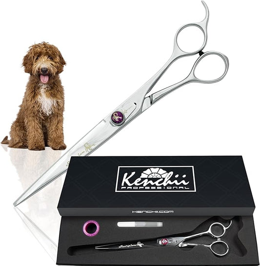 Kenchii Scorpion 8 Inch, Straight Grooming Scissors for Dogs and Pets - Premium Steel Scissors for Dog Grooming - Dog Shears Pet Grooming Accessories - Pet Hair Trimming Scissor