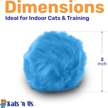 Kats'N Us 2 Inch Pack of 5 Real Rabbit Fur Pom Pom Cat Toy Balls – Multicolored Soft Interactive Toys for Indoor Cats & Kittens, Perfect for Chasing, Batting, Training & Self Play Fun