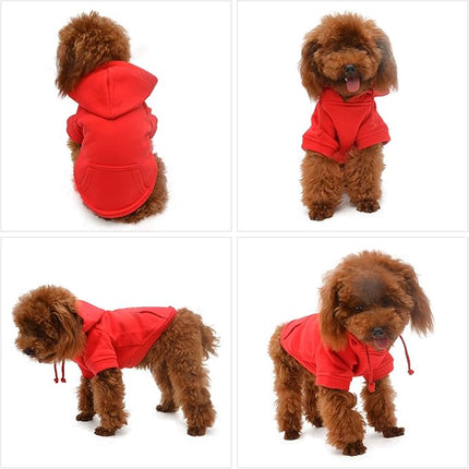 Lovelonglong Blank Basic Hoodie Sweatshirt for Dogs 100% Cotton Fits Small Medium Dachshund Large Dog Red XL