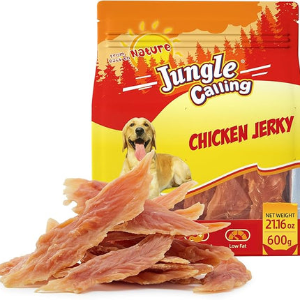Jungle Calling Dog Treats, Chicken Jerky for Dogs, High Protein Slow Roasted Chewy Training Treats for Medium and Large Dogs, 21.2 oz