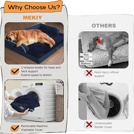 Dog Bed Medium Size Dog-Orthopedic Waterproof Bed for Dogs,Foam Couch Sofa with Washable Removable Cover & Non-Slip Bottom-Navy Blue