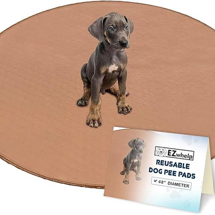 EZwhelp Reusable Dog Pee Pad, Washable Waterproof Mat for Dog Potty Training or Whelping Pad, Round, 48 Inch