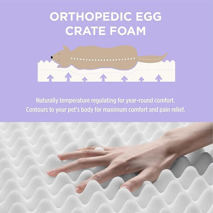 LE SURE Outdoor Waterproof Dog Bed for Extra Large Dogs, Orthopedic Egg Crate Foam Pet Bed with Oxford Fabric Surface and Removable and Durable Cover, Machine Washable, 44''x32'', Grey