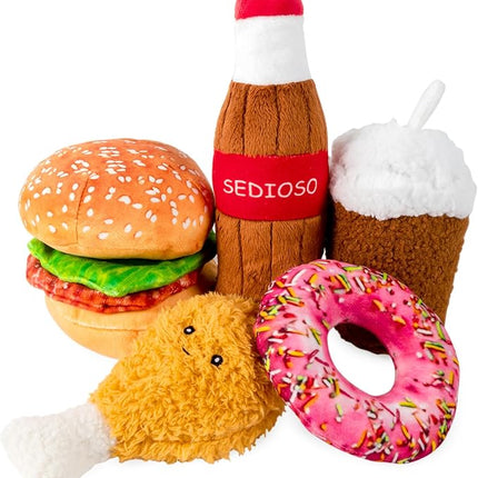 Large Dog Toy Set, 5-Pack Stuffed Dogs Chew Toys, Durable Plush Dog Toy, Dogs Squeaky Toys for All Breed