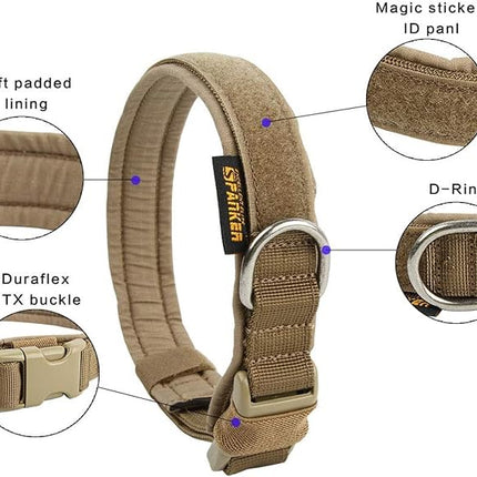 EXCELLENT ELITE SPANKER Tactical Small Puppy Dog Collar Nylon Adjustable Heavy Duty Military for Small Medium and Large Dogs Pet Soft Padded Dog Collar(COB-M)