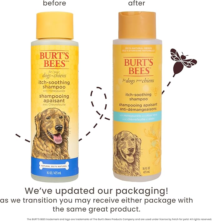 Burt's Bees for Pets Itch Soothing Shampoo with Honeysuckle, 95% Natural Origin Formulas, Dog Shampoo for Itchy Dogs, Dog Shampoo Itchy Skin Relief, 16 oz