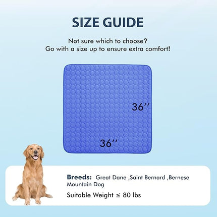 MICROCOSMOS Summer Cooling Mat & Sleeping Pad- Water Absorption Top, Materials Safe, Easy Carry, EZ Clean. Keep Cooling for Pets, Kids and Adults.(Navy Blue, 36" x36")