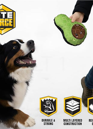 Bite Force - Durable & Strong Dog Toy Avocado Squeaker, Kevlar-Reinforced for Aggressive Chewers for Small Medium Large Dogs - Green.